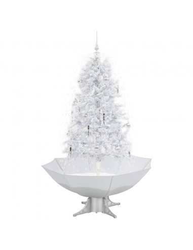 Albero di Natale con Neve e Base a Ombrellone Bianco 170 cm