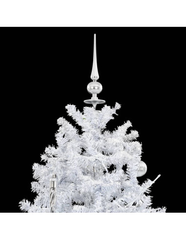 Albero di Natale con Neve e Base a Ombrellone Bianco 170 cm