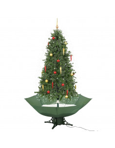 Albero di Natale con Neve e Base a Ombrellone Verde 190 cm 2