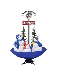 Albero di Natale con Nevicata e Base ad Ombrello Blu 170 cm PVC 2