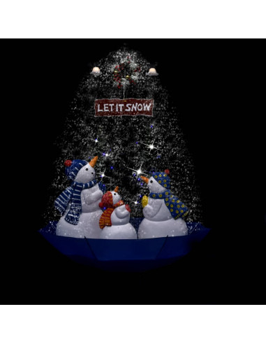Albero di Natale con Nevicata e Base ad Ombrello Blu 170 cm PVC