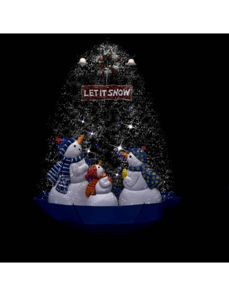 Albero di Natale con Nevicata e Base ad Ombrello Blu 170 cm PVC