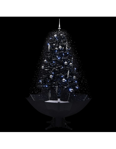 Albero di Natale con Nevicata e Base ad Ombrello Nero 170cm PVC