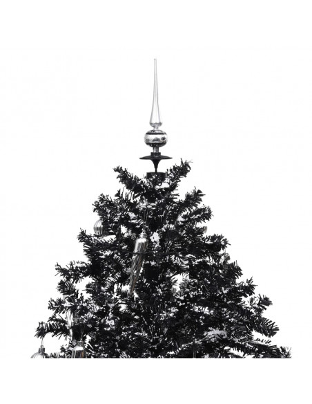 Albero di Natale con Nevicata e Base ad Ombrello Nero 170cm PVC