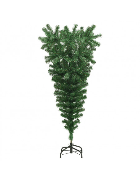Albero di Natale Artificiale Capovolto con Supporto Verde 150 cm PVC
