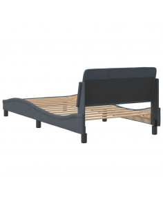 Giroletto con Testiera Grigio Scuro 100x200 cm in Velluto