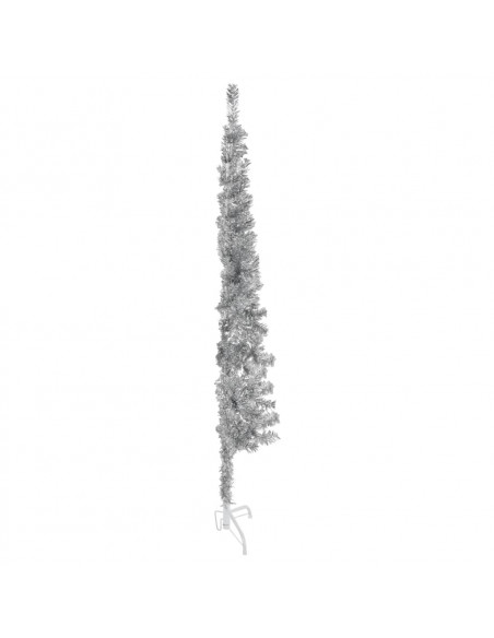 Albero Natale Artificiale Sottile a Metà Supporto Argento 120cm