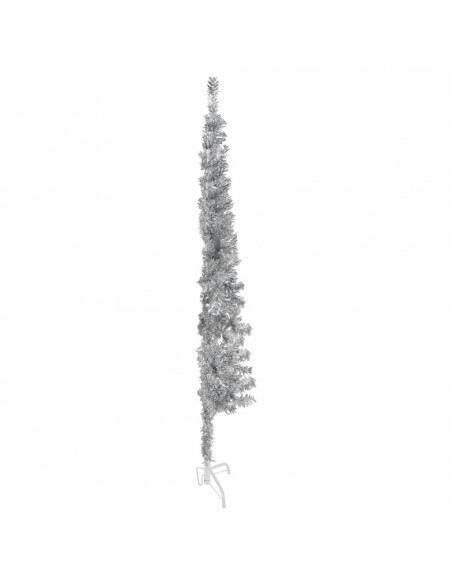 Albero Natale Artificiale Sottile a Metà Supporto Argento 180cm