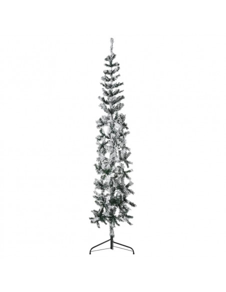Albero Natale Artificiale Sottile a Metà Neve Fioccata 180 cm