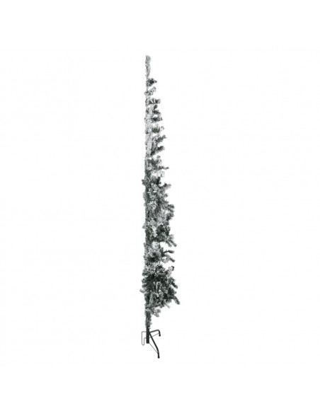 Albero Natale Artificiale Sottile a Metà Neve Fioccata 180 cm