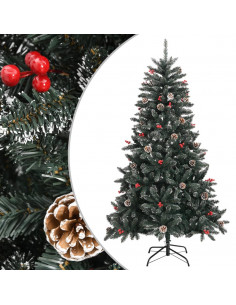Albero di Natale Artificiale con Base Verde 150 cm PVC 2