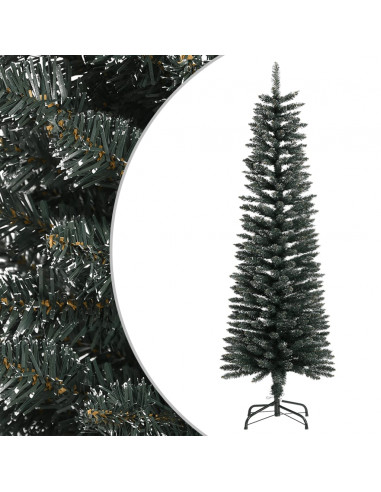 Albero di Natale Artificiale Sottile con Base Verde 150 cm PVC
