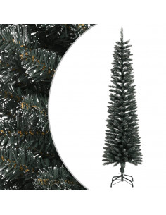 Albero di Natale Artificiale Sottile con Base Verde 180 cm PVC 2