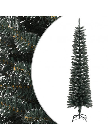 Albero di Natale Artificiale Sottile con Base Verde 210 cm PVC