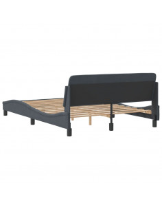 Giroletto con Testiera Grigio Scuro 140x190 cm in Velluto