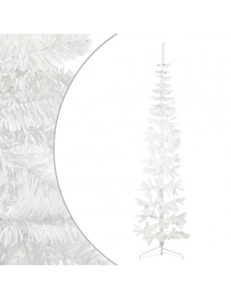 Albero Natale Artificiale Sottile a Metà Supporto Bianco 240 cm