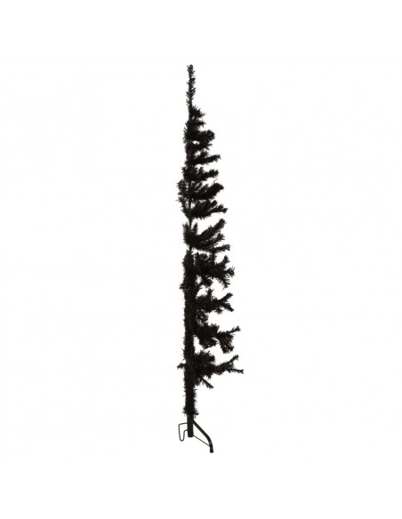 Albero Natale Artificiale Sottile a Metà e Supporto Nero 120 cm