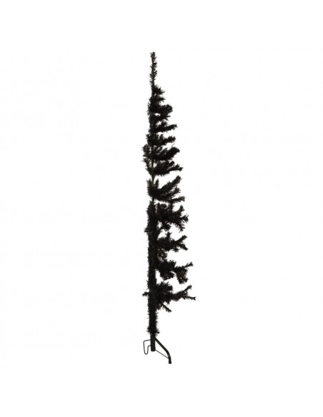 Albero Natale Artificiale Sottile a Metà e Supporto Nero 150 cm