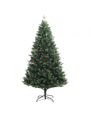 Albero Natale Artificiale Incernierato con Bacche Rosse 120 cm