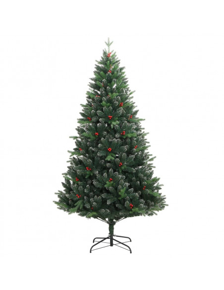 Albero Natale Artificiale Incernierato con Bacche Rosse 120 cm