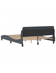 Giroletto con Testiera Grigio Scuro 160x200 cm in Velluto