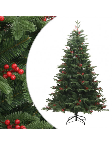 Albero Natale Artificiale Incernierato con Pigne e Bacche 180cm