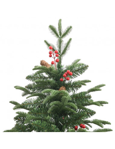 Albero Natale Artificiale Incernierato con Pigne e Bacche 180cm