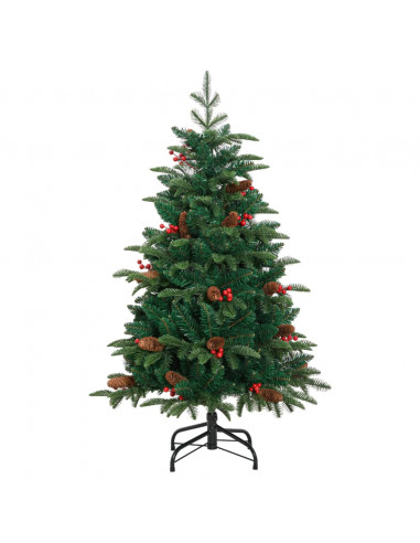 Albero Natale Artificiale Incernierato con Pigne e Bacche 120cm