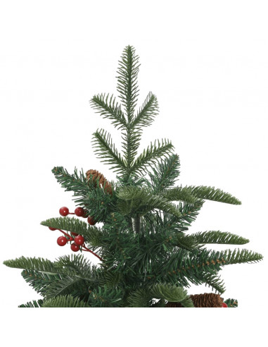 Albero Natale Artificiale Incernierato con Pigne e Bacche 120cm
