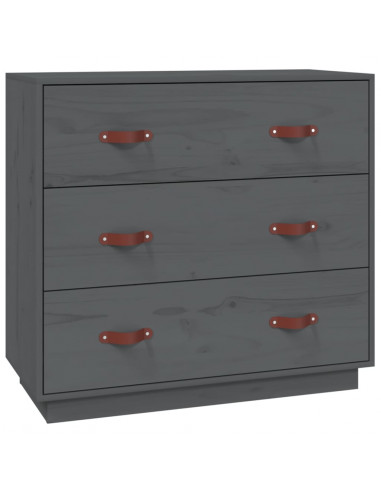 Credenza Grigia 80x40x75 cm in Legno Massello di Pino