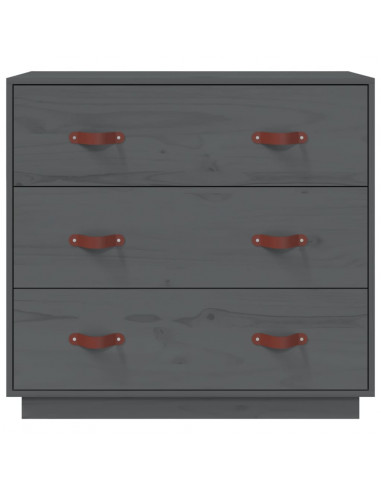 Credenza Grigia 80x40x75 cm in Legno Massello di Pino