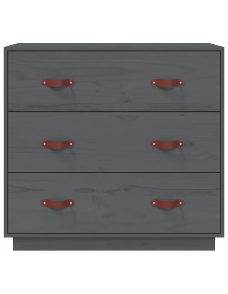 Credenza Grigia 80x40x75 cm in Legno Massello di Pino