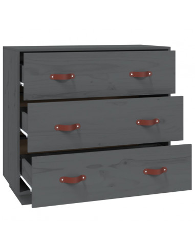 Credenza Grigia 80x40x75 cm in Legno Massello di Pino