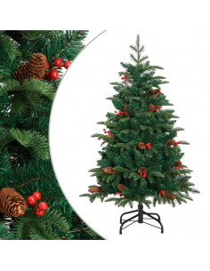 Albero Natale Artificiale Incernierato con Pigne e Bacche 150cm 2