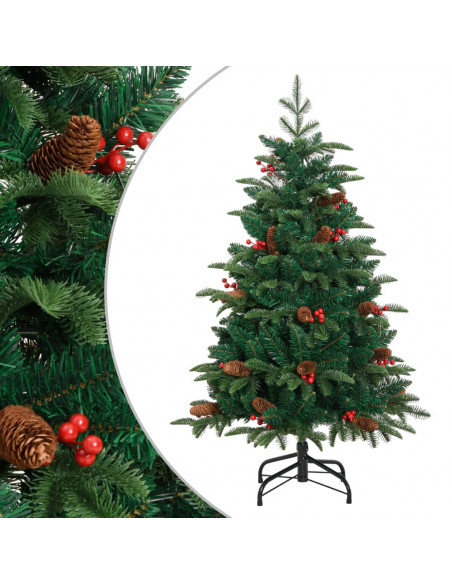 Albero Natale Artificiale Incernierato con Pigne e Bacche 150cm