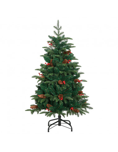 Albero Natale Artificiale Incernierato con Pigne e Bacche 150cm
