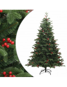 Albero Natale Artificiale Incernierato con Pigne e Bacche 210cm 2