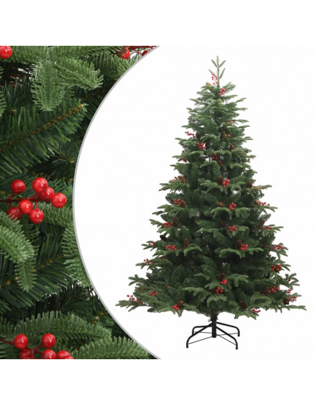 Albero Natale Artificiale Incernierato con Pigne e Bacche 210cm