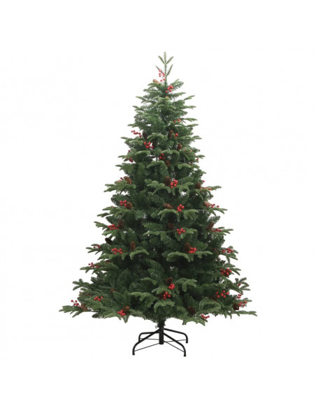 Albero Natale Artificiale Incernierato con Pigne e Bacche 210cm