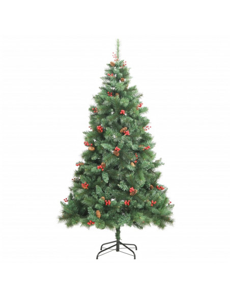 Albero Natale Artificiale Incernierato con Pigne e Bacche 210cm