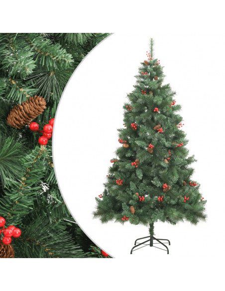 Albero Natale Artificiale Incernierato con Pigne e Bacche 240cm