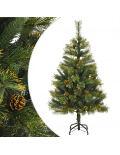 Albero di Natale Artificiale Incernierato con Pigne 120 cm 2