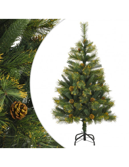 Albero di Natale Artificiale Incernierato con Pigne 120 cm
