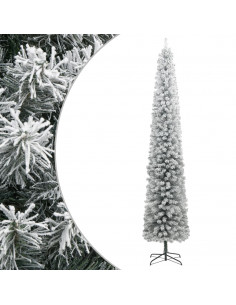 Albero di Natale Sottile con Base e Neve Floccata 300 cm PVC 2