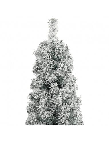 Albero di Natale Sottile con Base e Neve Floccata 300 cm PVC