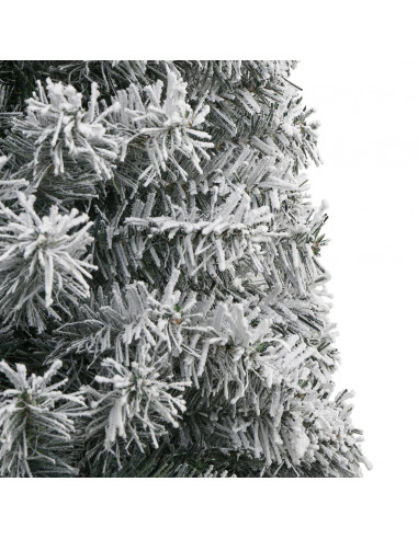 Albero di Natale Sottile con Base e Neve Floccata 300 cm PVC