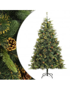 Albero di Natale Artificiale Incernierato con Pigne 180 cm 2