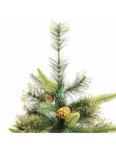 Albero di Natale Artificiale Incernierato con Pigne 180 cm
