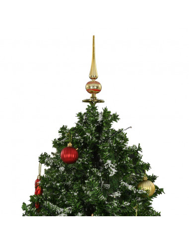 Albero di Natale con Neve e Base a Ombrellone Verde 140 cm