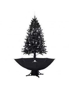 Albero di Natale con Nevicata e Base ad Ombrello Nero 190cm PVC 2